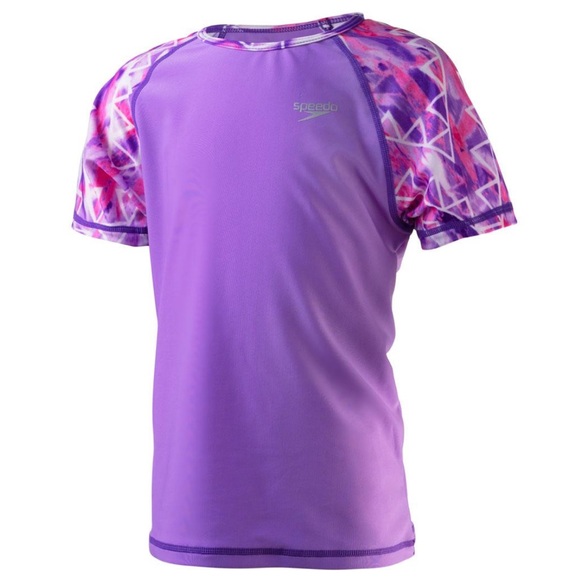 0439 NWT Girl’s Speedo Purple and Pink Rash Guard - Picture 1 of 9